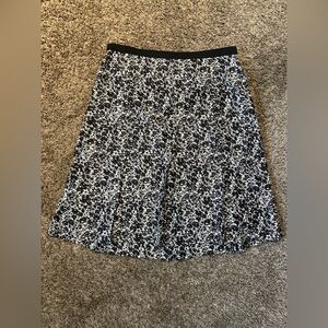 Banana Republic Black and White Floral A-Line Skirt